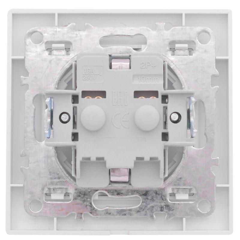 Розетка 1-м СП Минск 16А IP20 с заземл. защ. шторки бел. Basic EKF ERR16-028-100