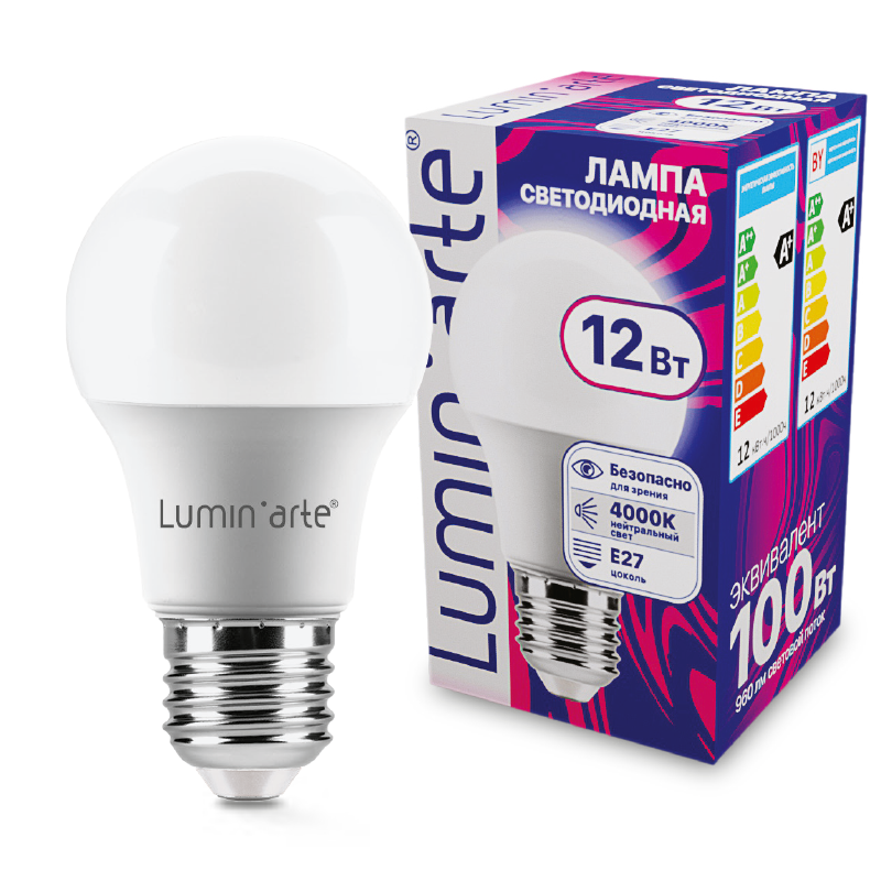 Светодиодная лампа Luminarte LSTD-A60-12W4KE27 12Вт 4000K E27