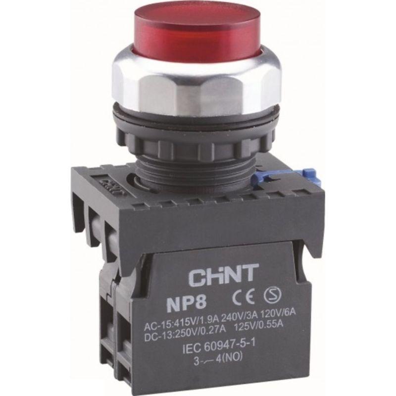 Кнопка управления NP8-01GND/4 1НЗ красн. AC 110В-220В(LED) IP65 (R) CHINT 667309