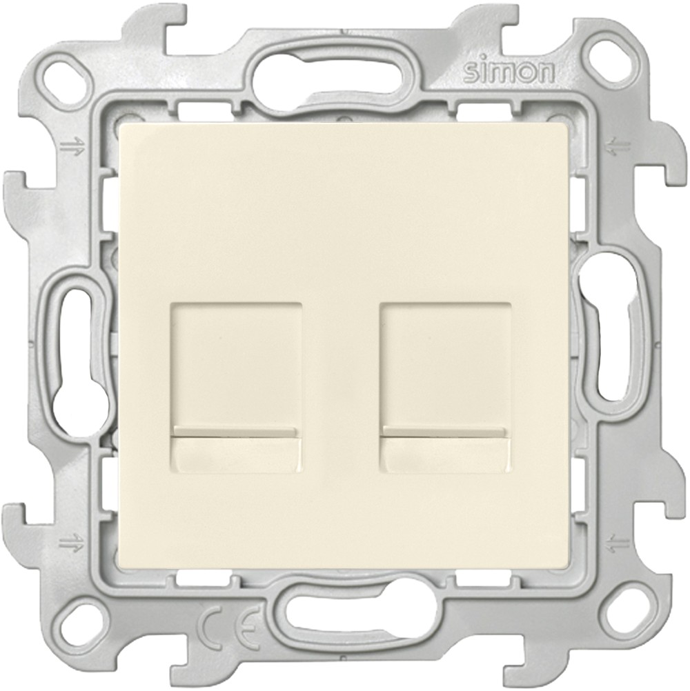 Розетка компьютерная 2xRJ45 Simon SIMON 24 HARMONIE, скрытый монтаж, со шторками, слоновая кость, 2450593-031