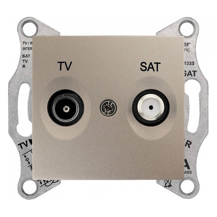 Розетка TV-SAT Schneider Electric SEDNA, скрытый монтаж, титан, SDN3401968